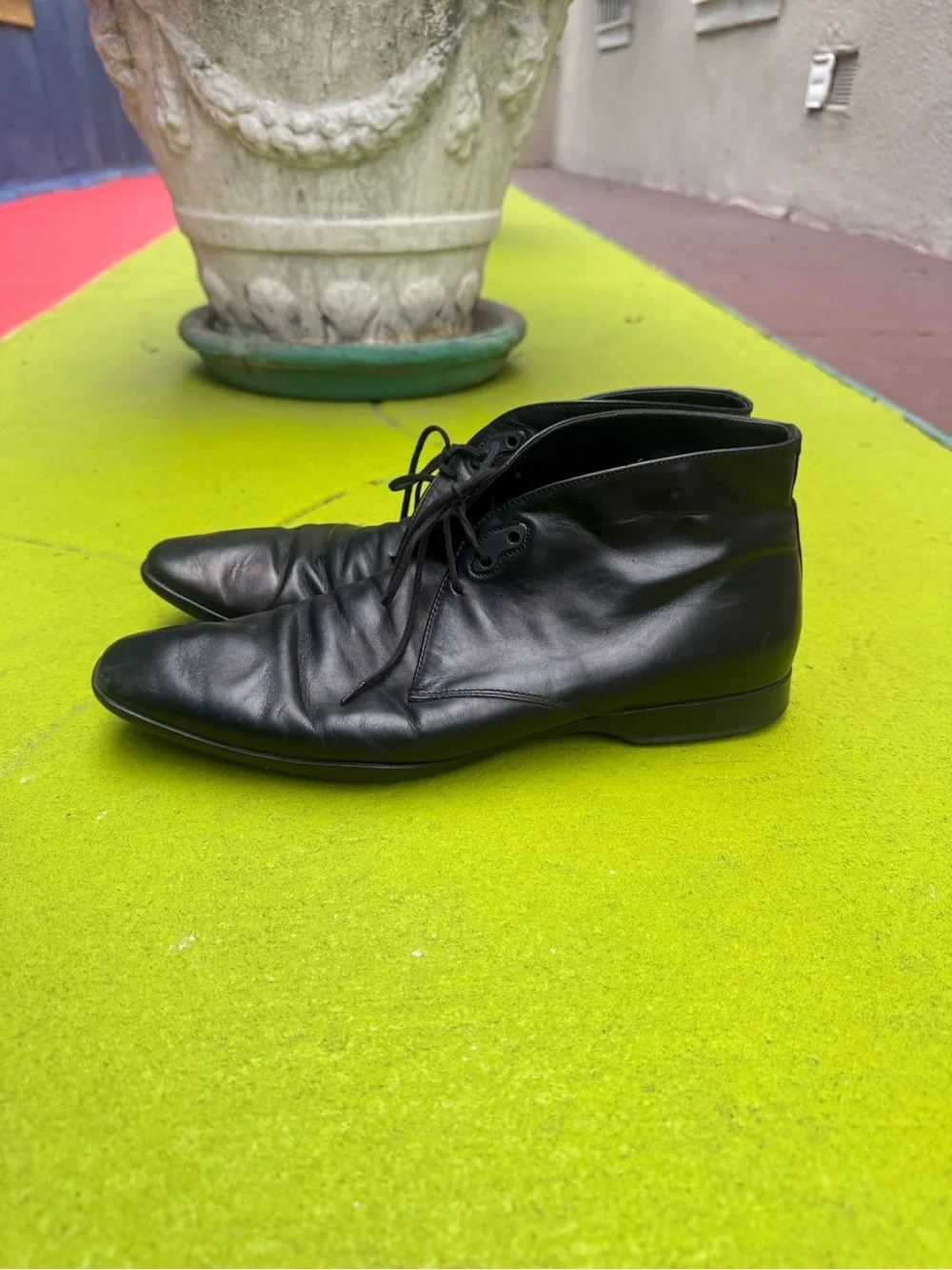 Prada Sport Black Leather Chukka Boots US 10 EU 44 Made In Italy